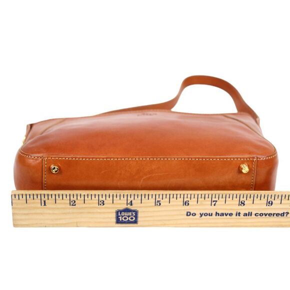 Monsac SMOOTH TAN BROWN GENUINE LEATHER ZIP TOP SHOULDER BAG HANDBAG HOBO PURSE - Picture 13 of 15